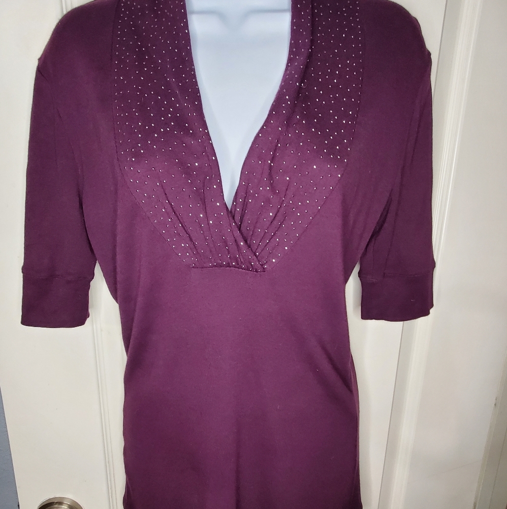 Purple top with silver rhinestones